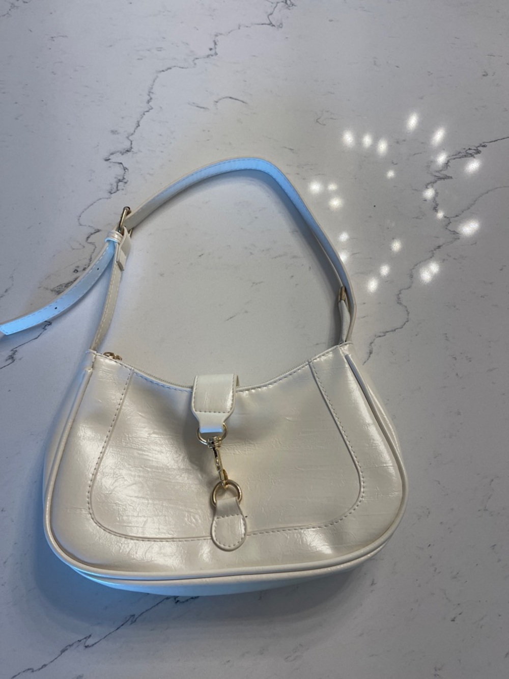 Target White Shoulder Bag with Gold Accent